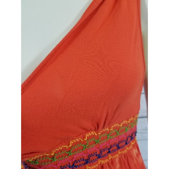 Victoria's Secret PINK Top Tunic Orange Tie-Dye haltar v-neck Sz Large - Picture 2 of 8